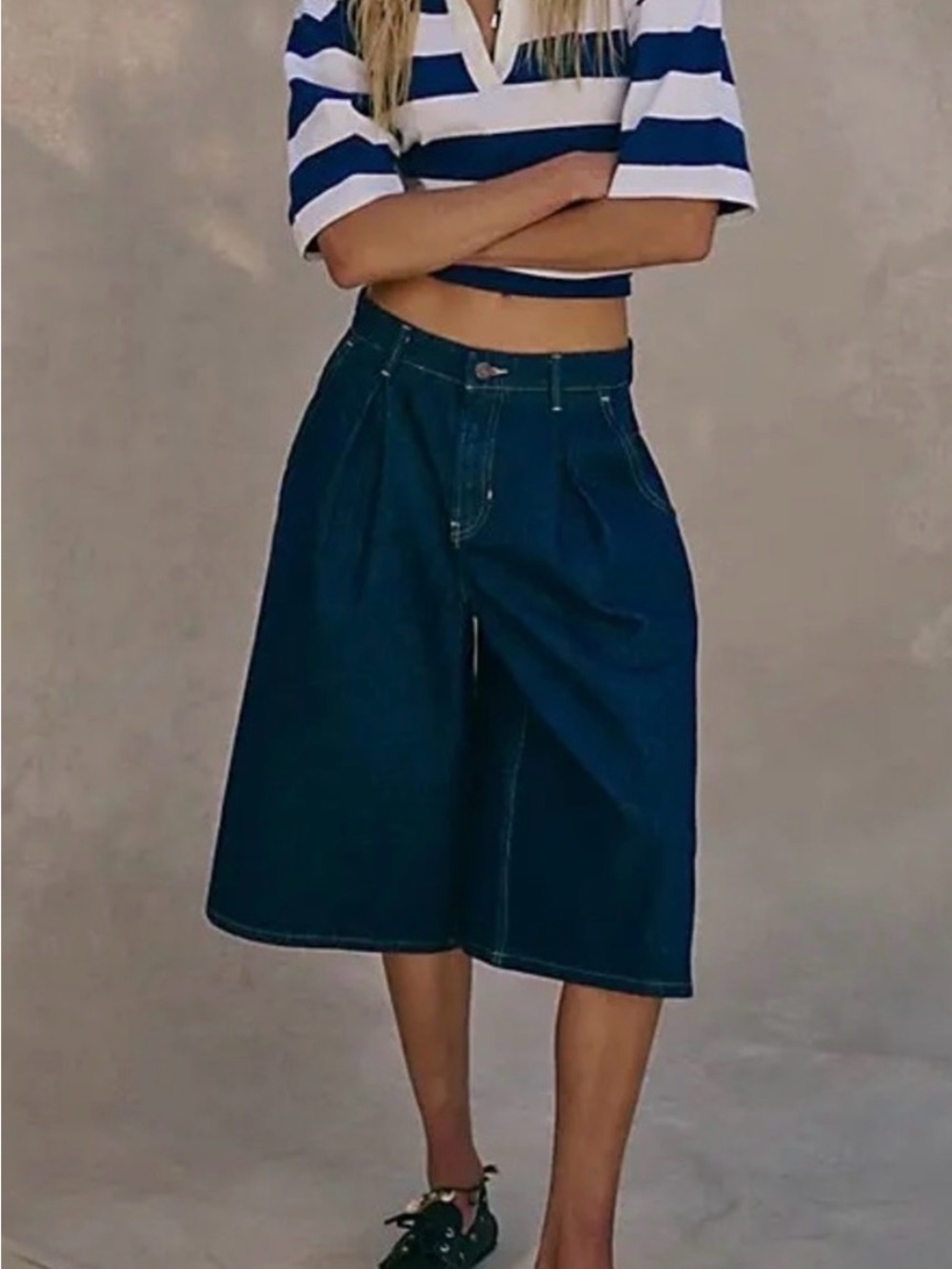 Free People Crvy Antonio Culotte Jeans Womens Sz 28 Crop Wide Leg Pleated New